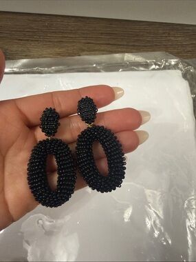 J. Crew Black beaded statement earrings